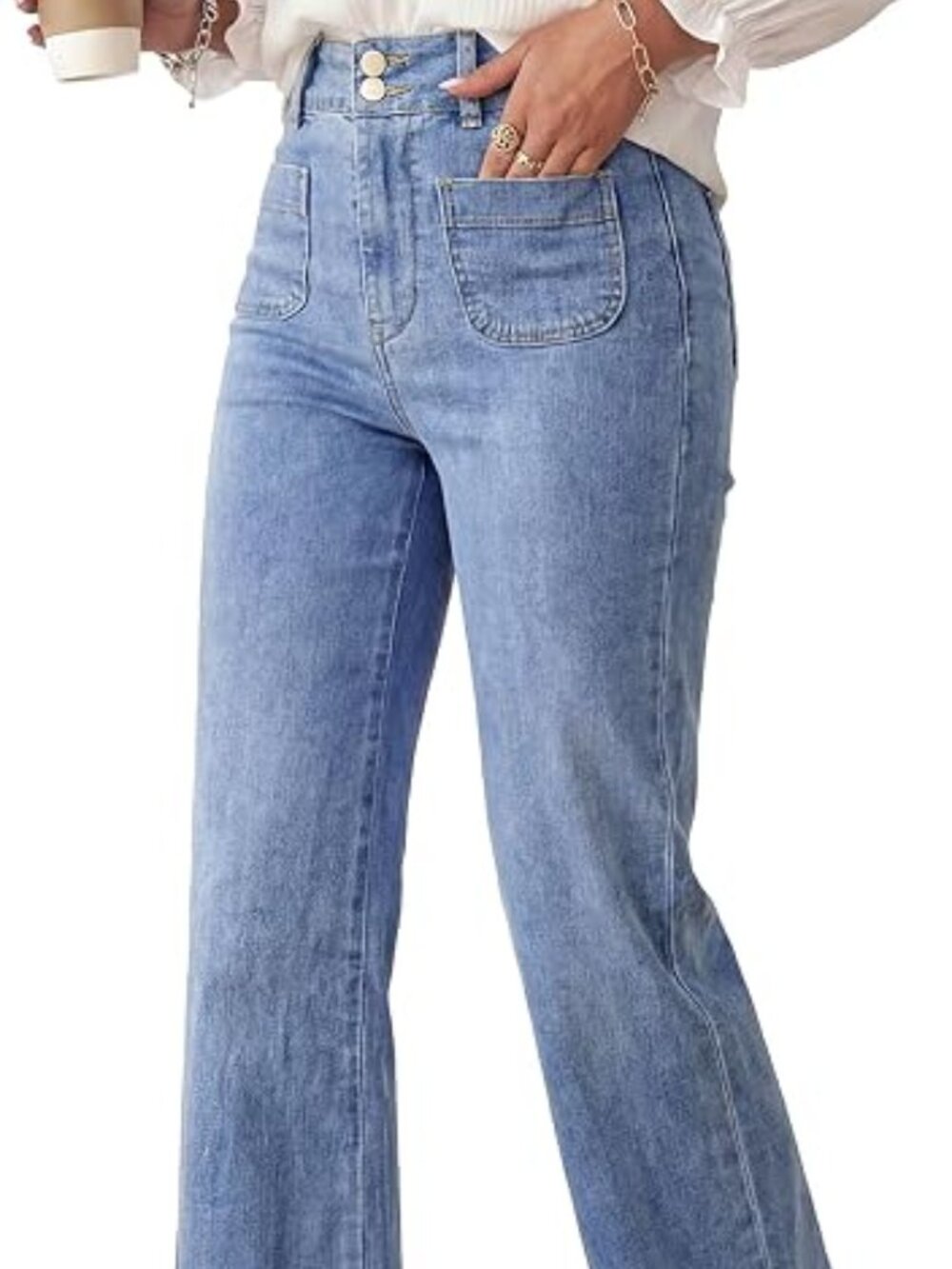 Womens Wide Leg Jeans High Waisted Stretchy - NWT - 10